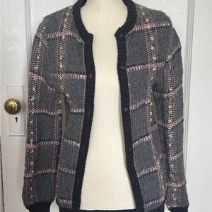 Pendleton Gray and Pink Wool Cardigan